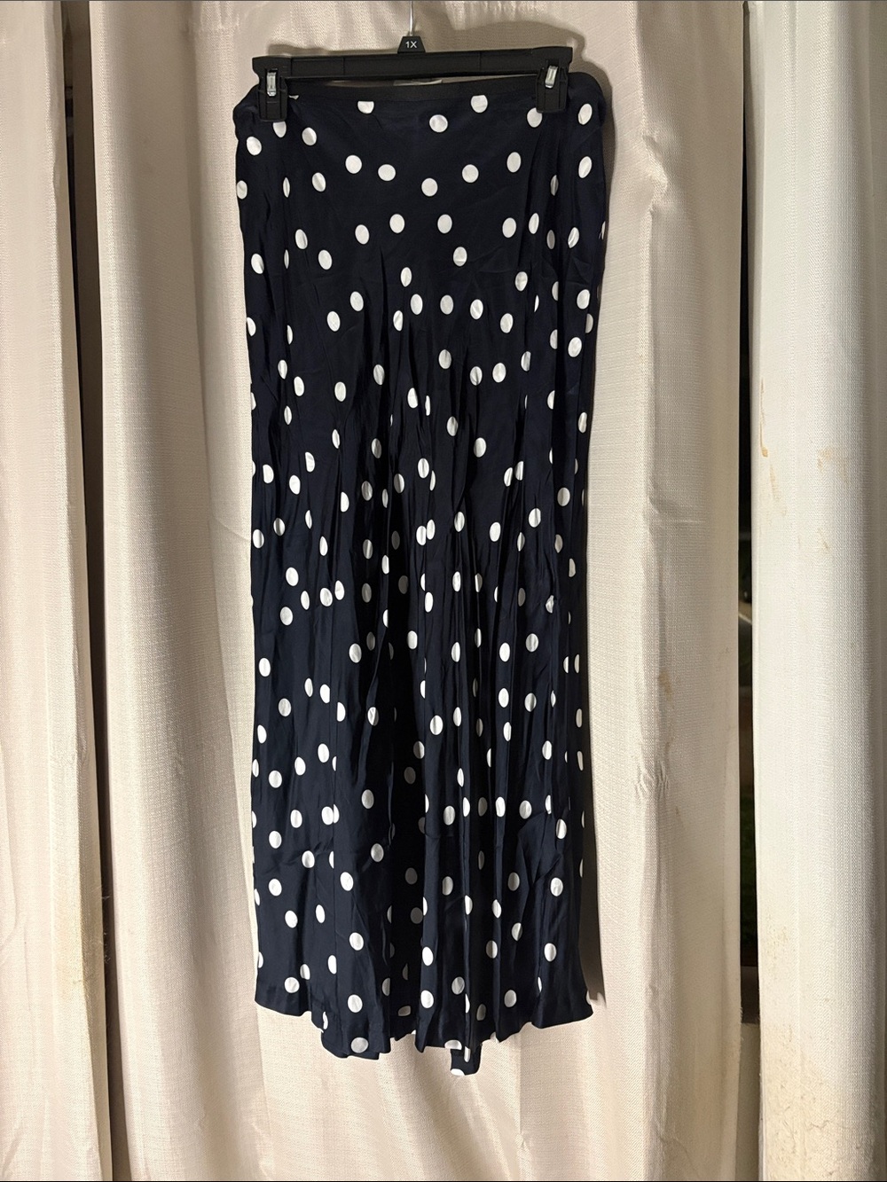 Navy Polka Dot Maxi Skirt - Classic Feminine Style